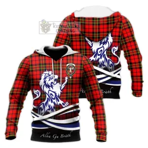 Brodie Modern Tartan Knitted Hoodie with Alba Gu Brath Regal Lion Emblem