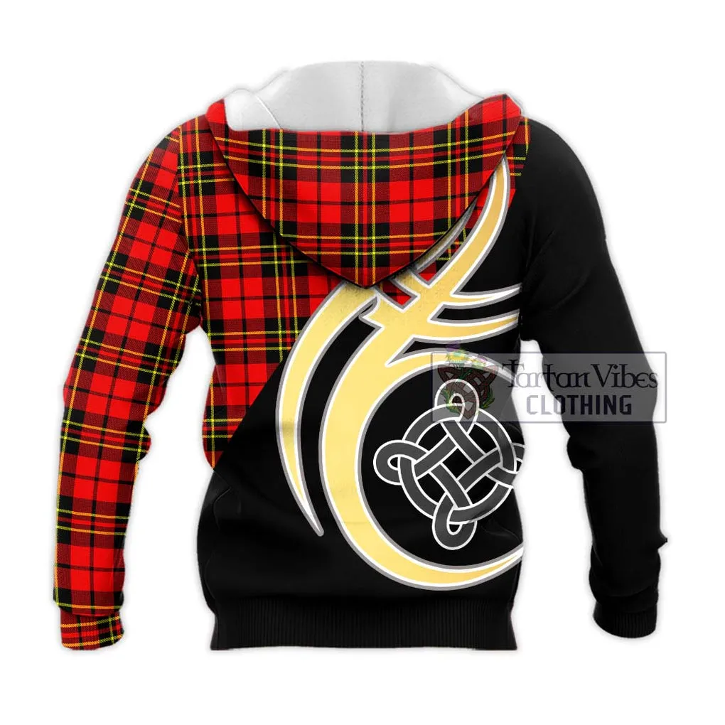 Brodie Modern Tartan Knitted Hoodie with Family Crest and Celtic Symbol Style