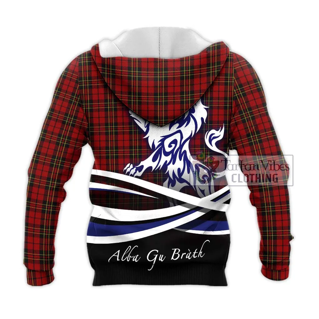 Brodie Tartan Knitted Hoodie with Alba Gu Brath Regal Lion Emblem