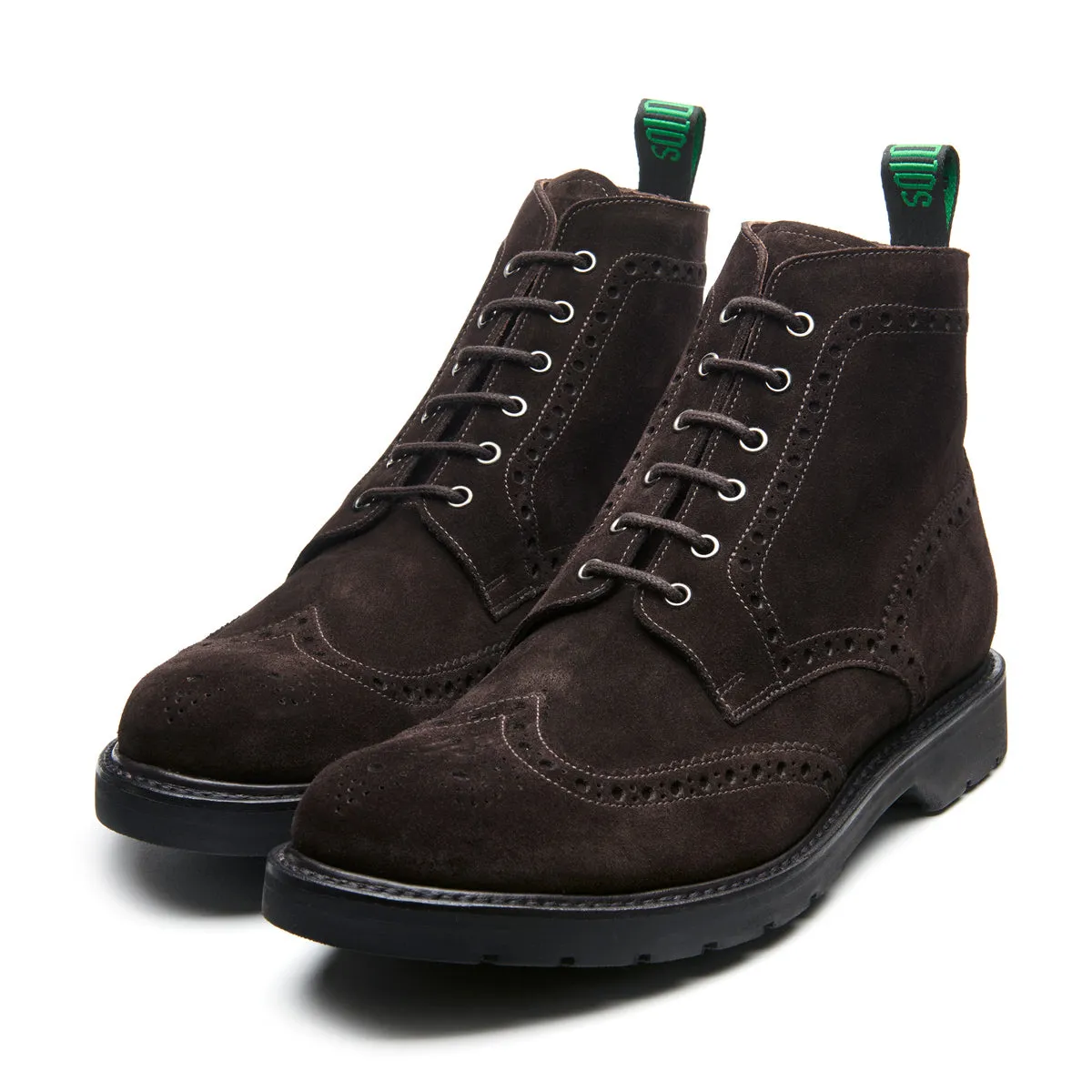 Brown Suede 6 Eye Derby Brogue Boot