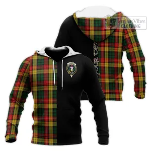 Buchanan Tartan Knitted Hoodie with Family Crest and Half Of Me Style