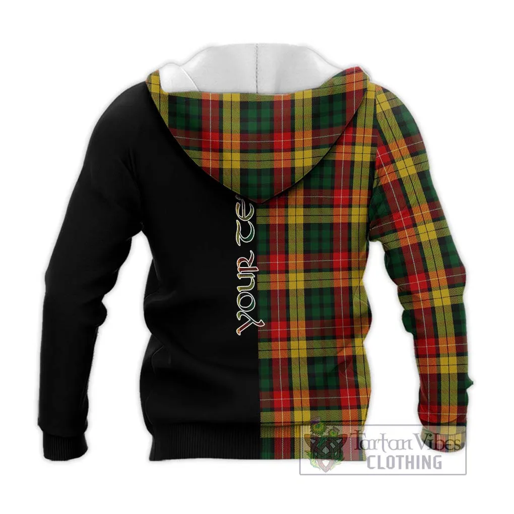 Buchanan Tartan Knitted Hoodie with Family Crest and Half Of Me Style