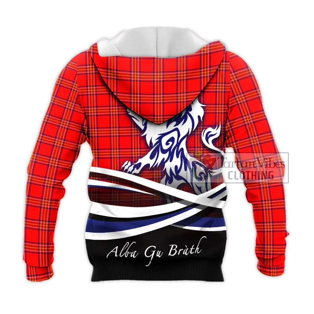 Burnett Modern Tartan Knitted Hoodie with Alba Gu Brath Regal Lion Emblem