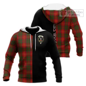 Burns Tartan Knitted Hoodie with Family Crest and Half Of Me Style