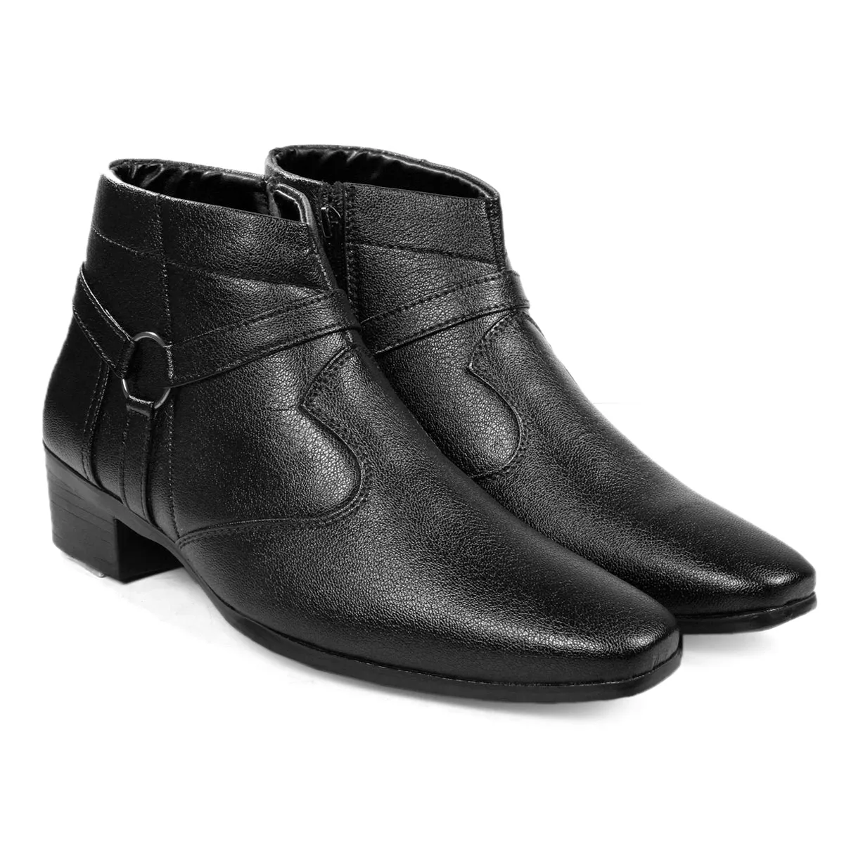 BXXY Height Increasing Office Wear Zipper and Buckle Boots