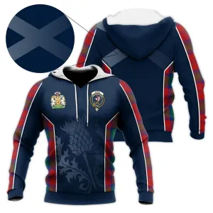 Byres (Byses) Tartan Knitted Hoodie with Family Crest and Scottish Thistle Vibes Sport Style