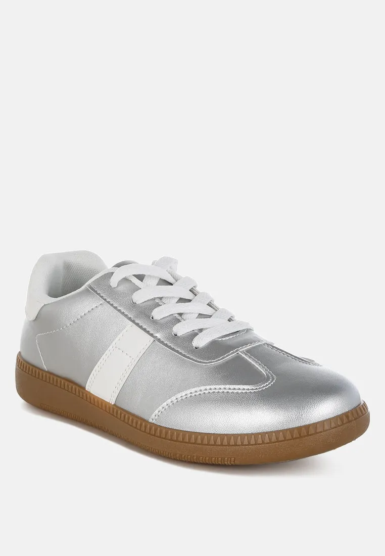 Crossover Lace-Up Metallic Sneaker