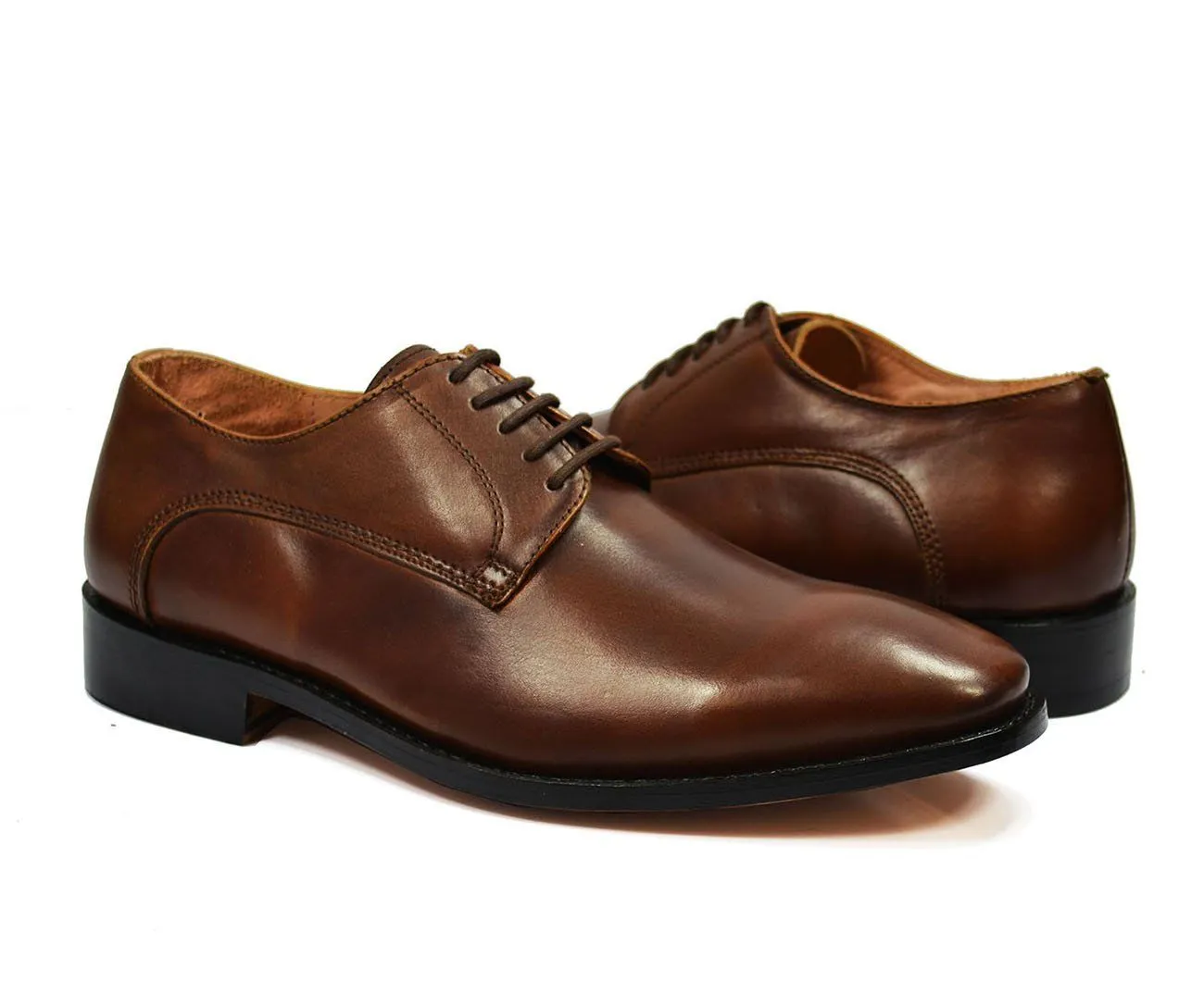 DALLAS Classic Plain Derby in Bombay Brown by Paul Malone