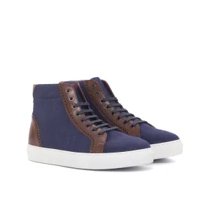 DapperFam Cadenza in Navy Men's Linen High Kicks