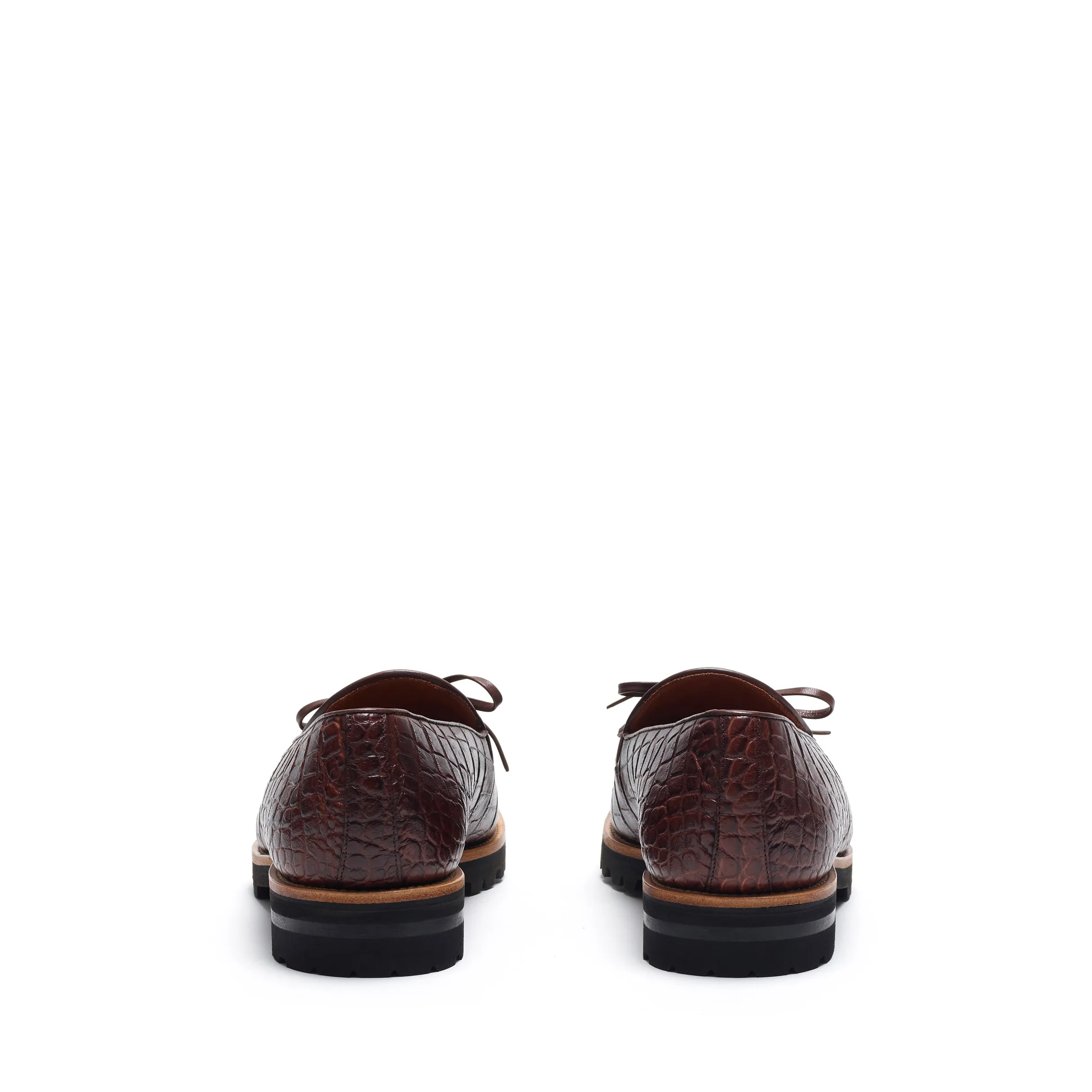 Dark Brown Painted Croco Laced Kiltie Loafer