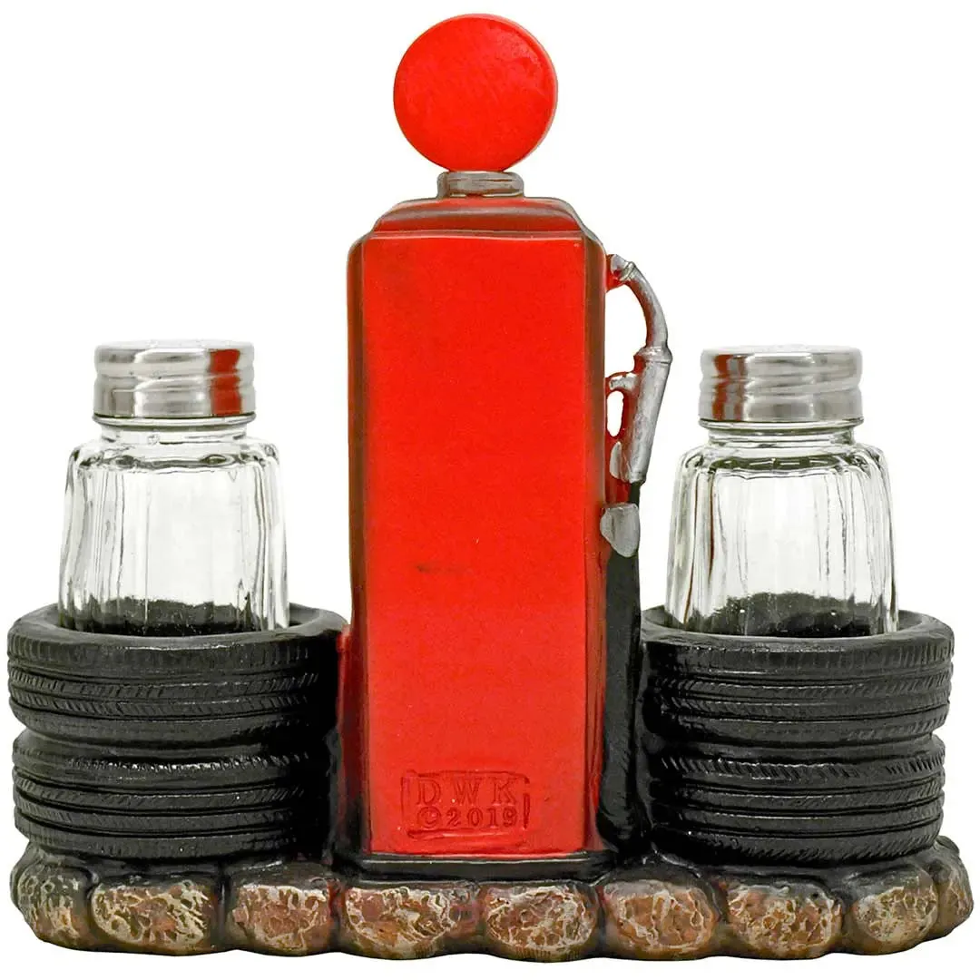 DWK Kicks Filling Station Route 66 Salt and Pepper Shaker Holder