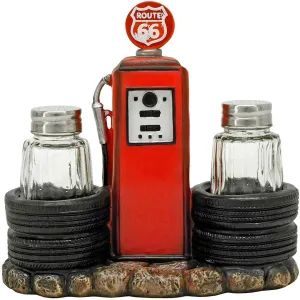 DWK Kicks Filling Station Route 66 Salt and Pepper Shaker Holder