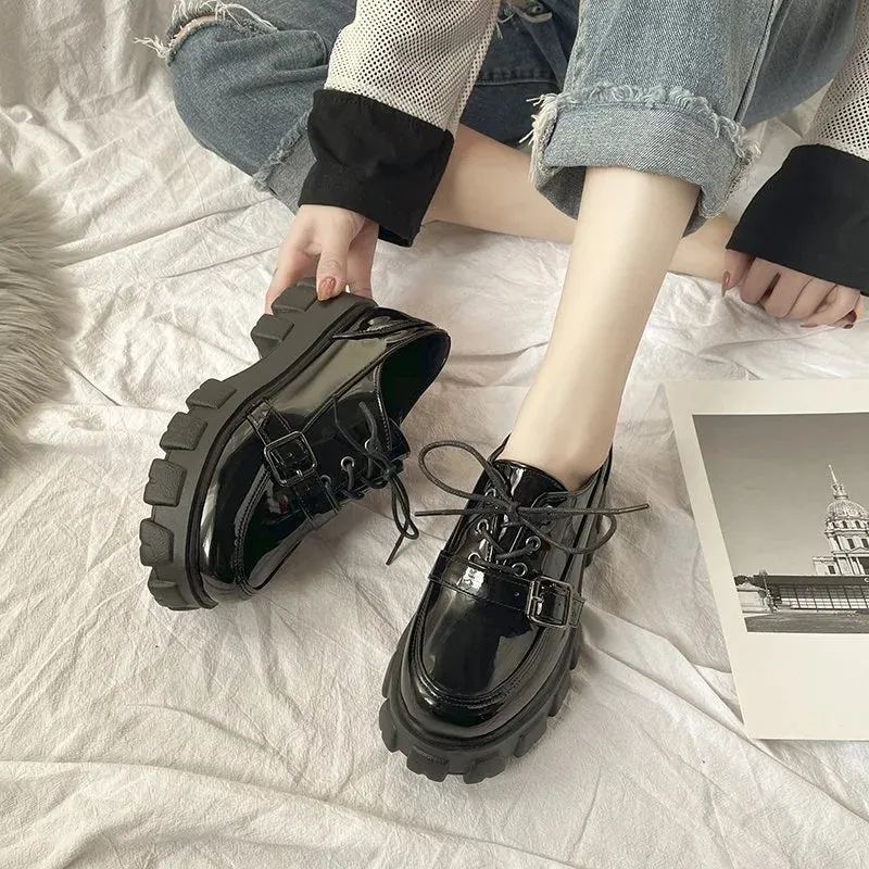 Fashion Thick-Soled Sneakers | British Style Women's Casual Shoes | Chunky Platform Sneakers