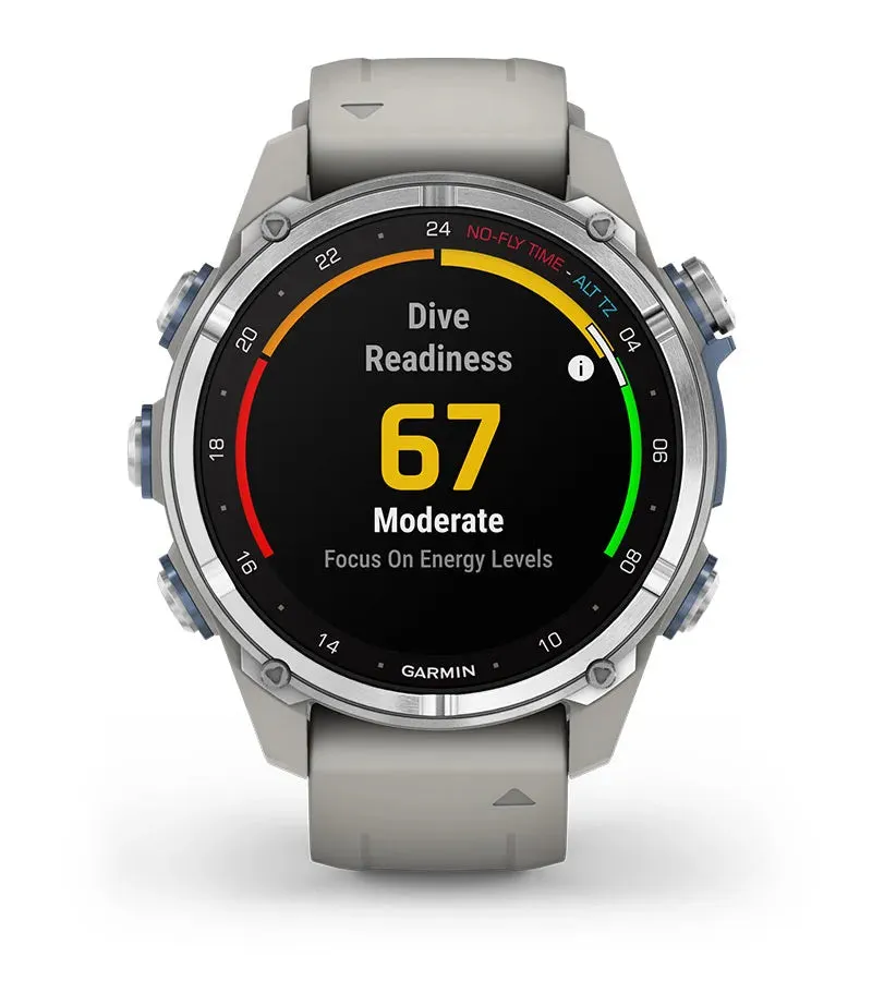 Garmin Descent™ Mk3 43mm Stainless Steel with Fog Grey Silicone Band   Descent T2 Transceiver (Option)