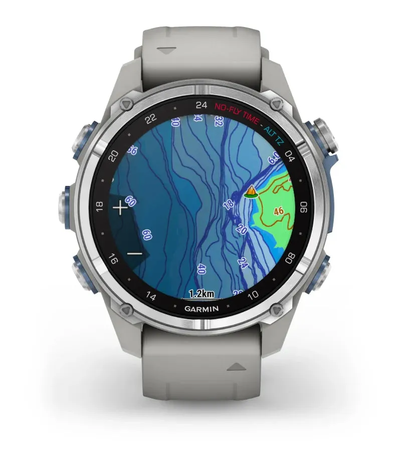 Garmin Descent™ Mk3 43mm Stainless Steel with Fog Grey Silicone Band   Descent T2 Transceiver (Option)