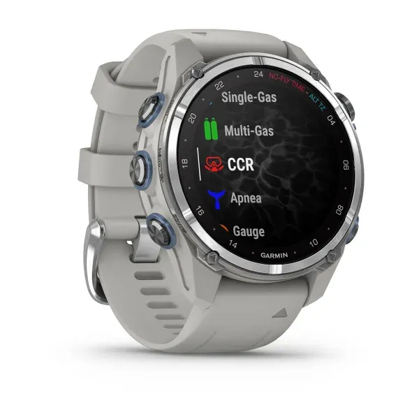 Garmin Descent™ Mk3 - 43mm Stainless Steel with Fog Grey Silicone Band