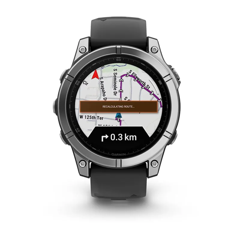 Garmin fēnix® E Multi Sport Smart Watch – 47mm AMOLED Stainless Steel with Black Silicone Band