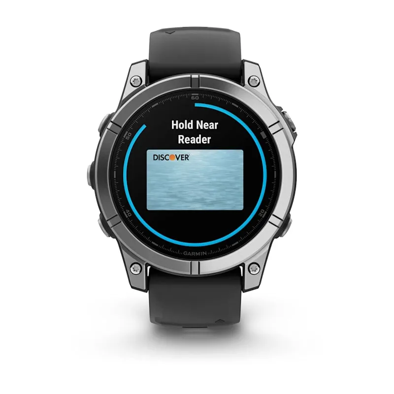 Garmin fēnix® E Multi Sport Smart Watch – 47mm AMOLED Stainless Steel with Black Silicone Band