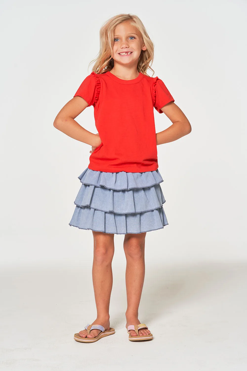 Girls Coastal Cloth Tiered Ruffle Skort