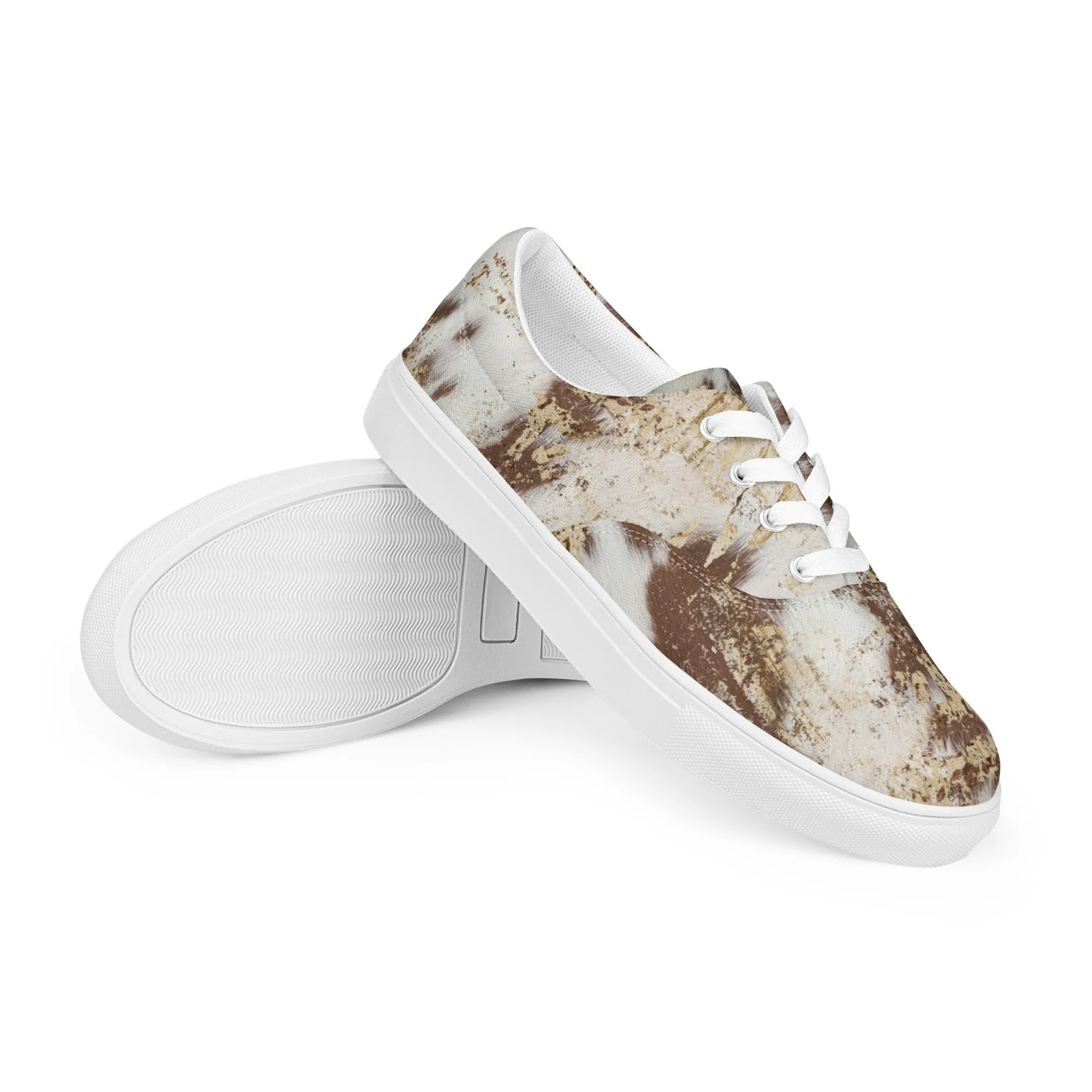 Golden Heifer Print lace-up canvas shoes