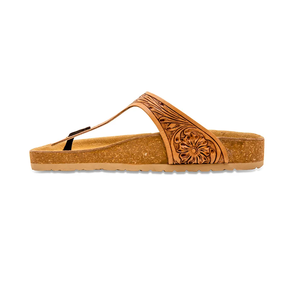 Grashius Western Hand-Tooled Sandals