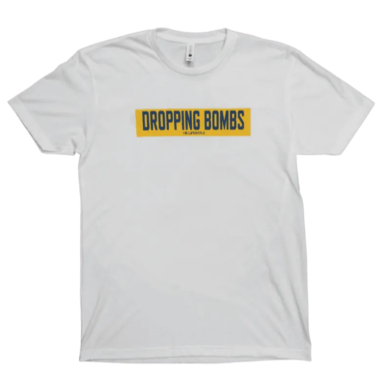 HB Lifestyle Active Wear Men's T-Shirt: Dropping Bombs for Hot Mom's (White)