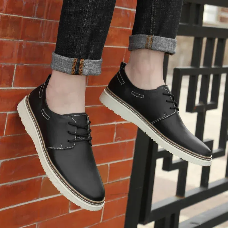 Hnzxzm 2024 Spring Summer New Fashion Casual Men's Shoes Trend Business Genuine Leather Shoes  Outdoor Work Wear-resistant Shoes