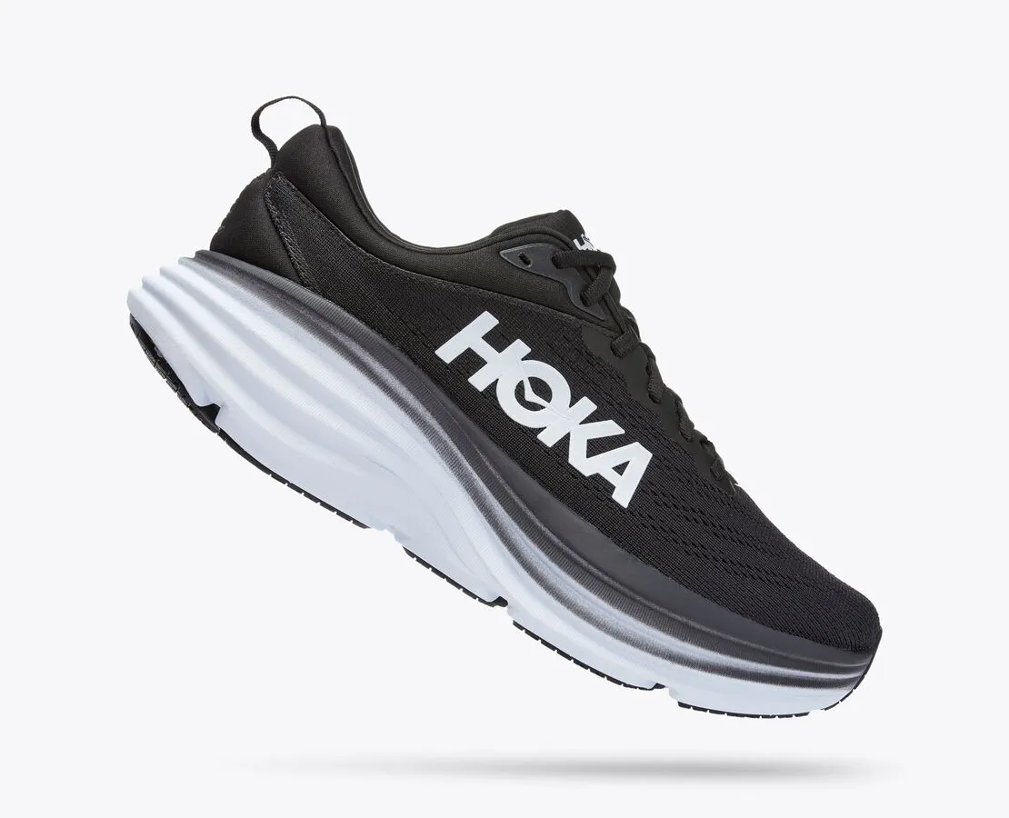 Hoka Bondi 8 Black White Extra WIDE Men's