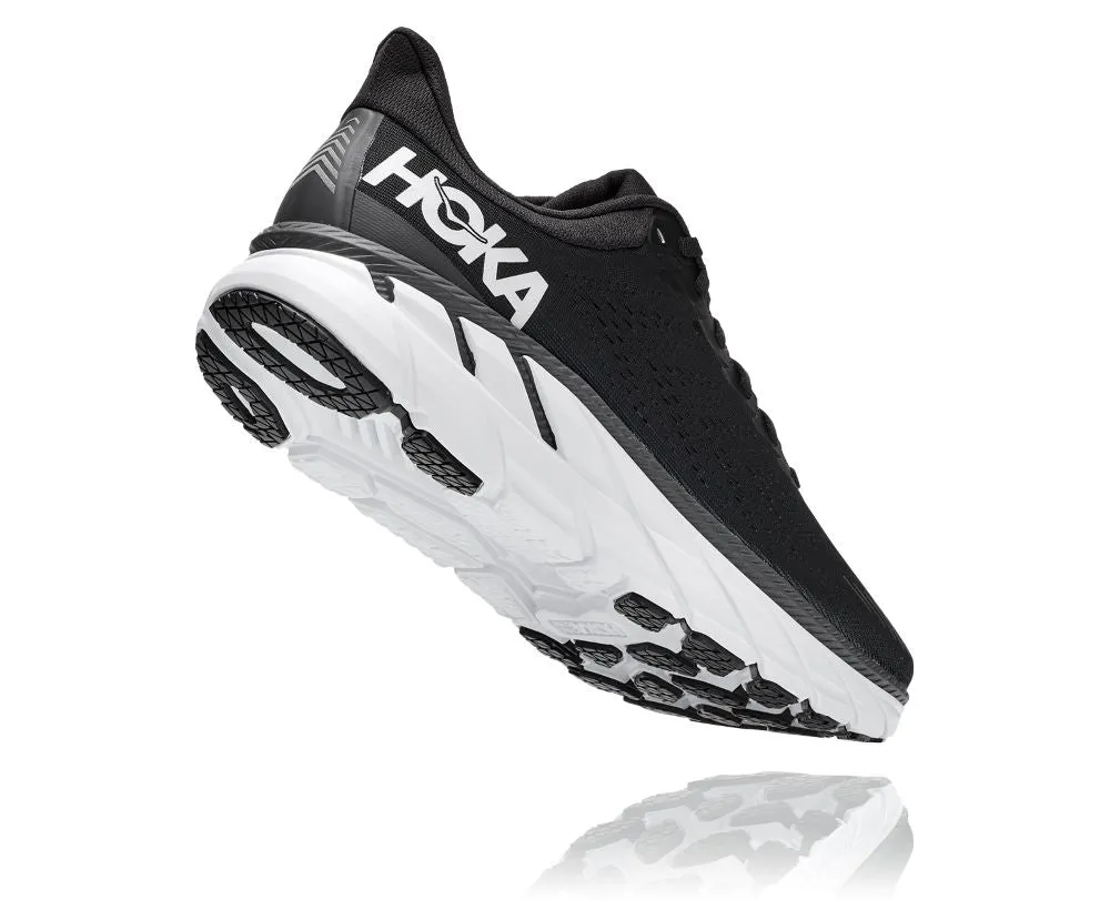 'HOKA' Men's Clifton 7 - Black / White (Wide)