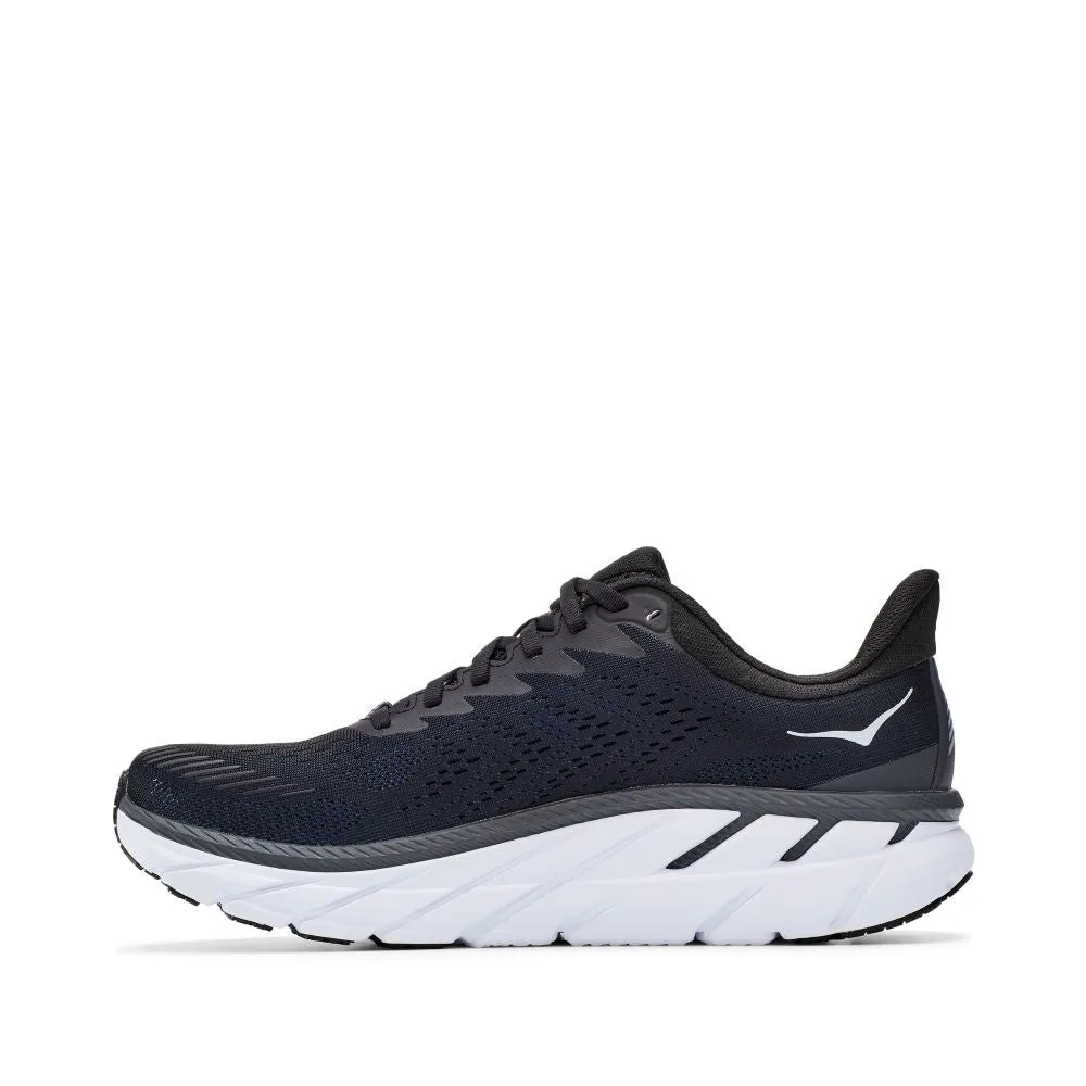 'HOKA' Men's Clifton 7 - Black / White (Wide)