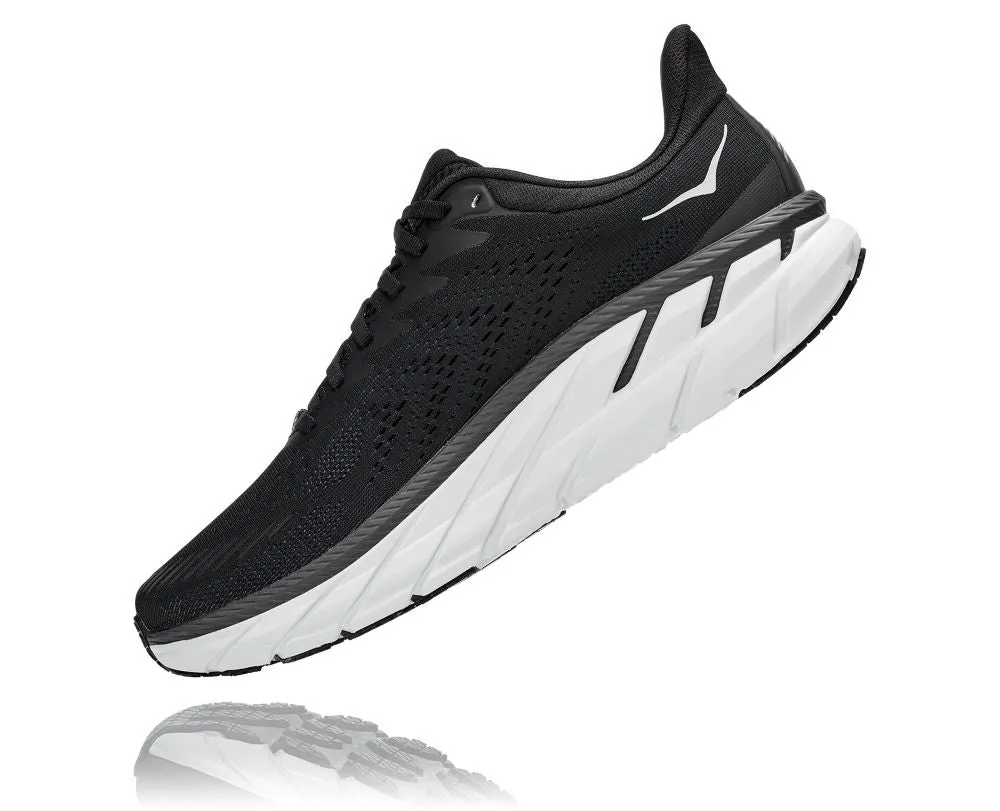 'HOKA' Men's Clifton 7 - Black / White (Wide)