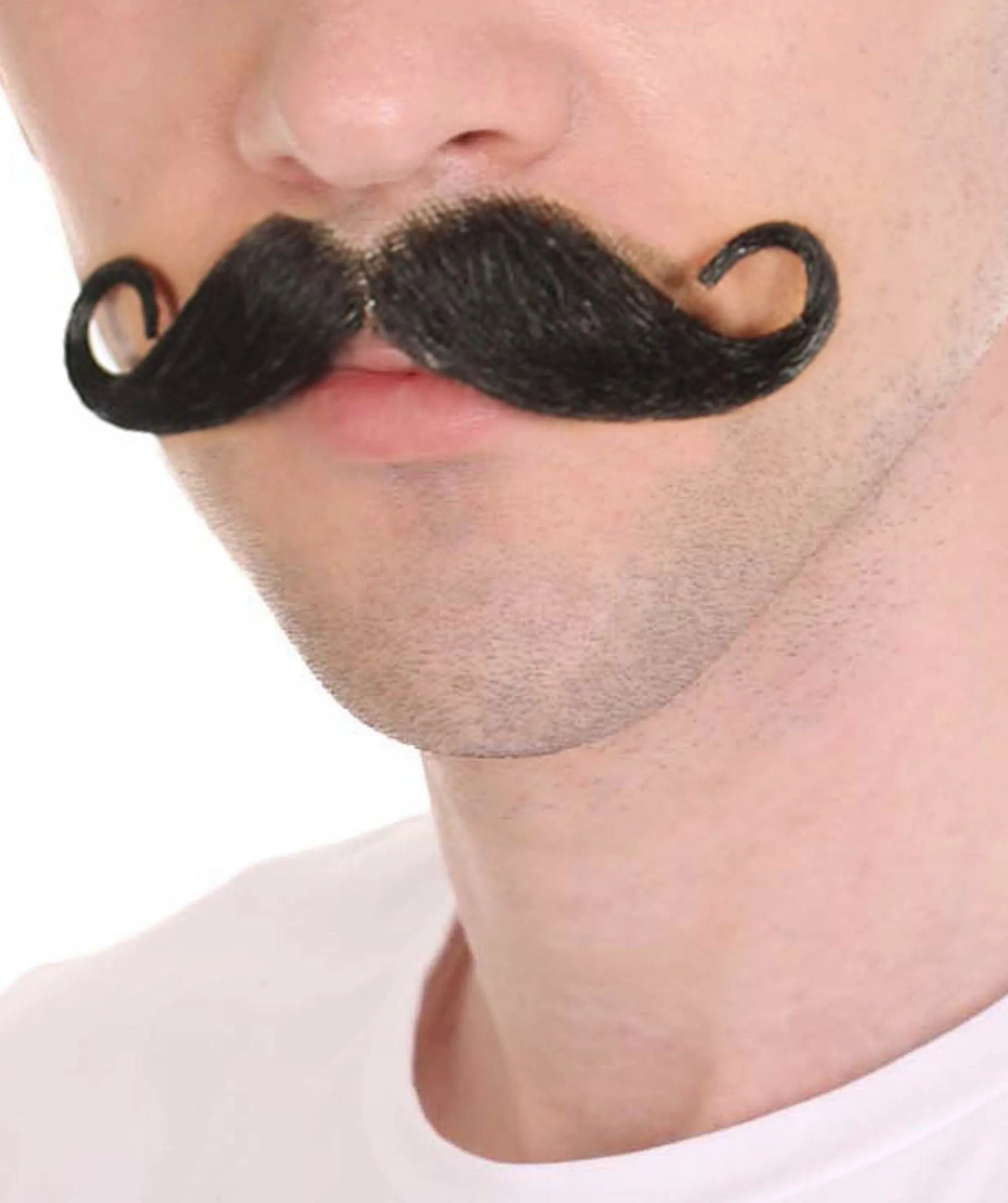 HPO Men's Relief Pitcher Rollie Mustache Set Black Cosplay Facial Hair