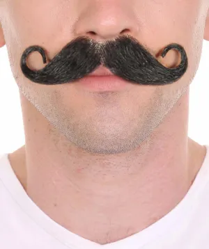 HPO Men's Relief Pitcher Rollie Mustache Set Black Cosplay Facial Hair