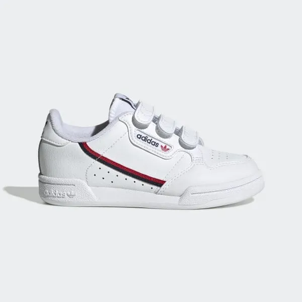 Kids Adidas Originals Continental 80 - White/White/Scarlet