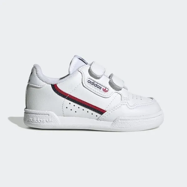 Kids Adidas Originals Continental 80 - White/White/Scarlet