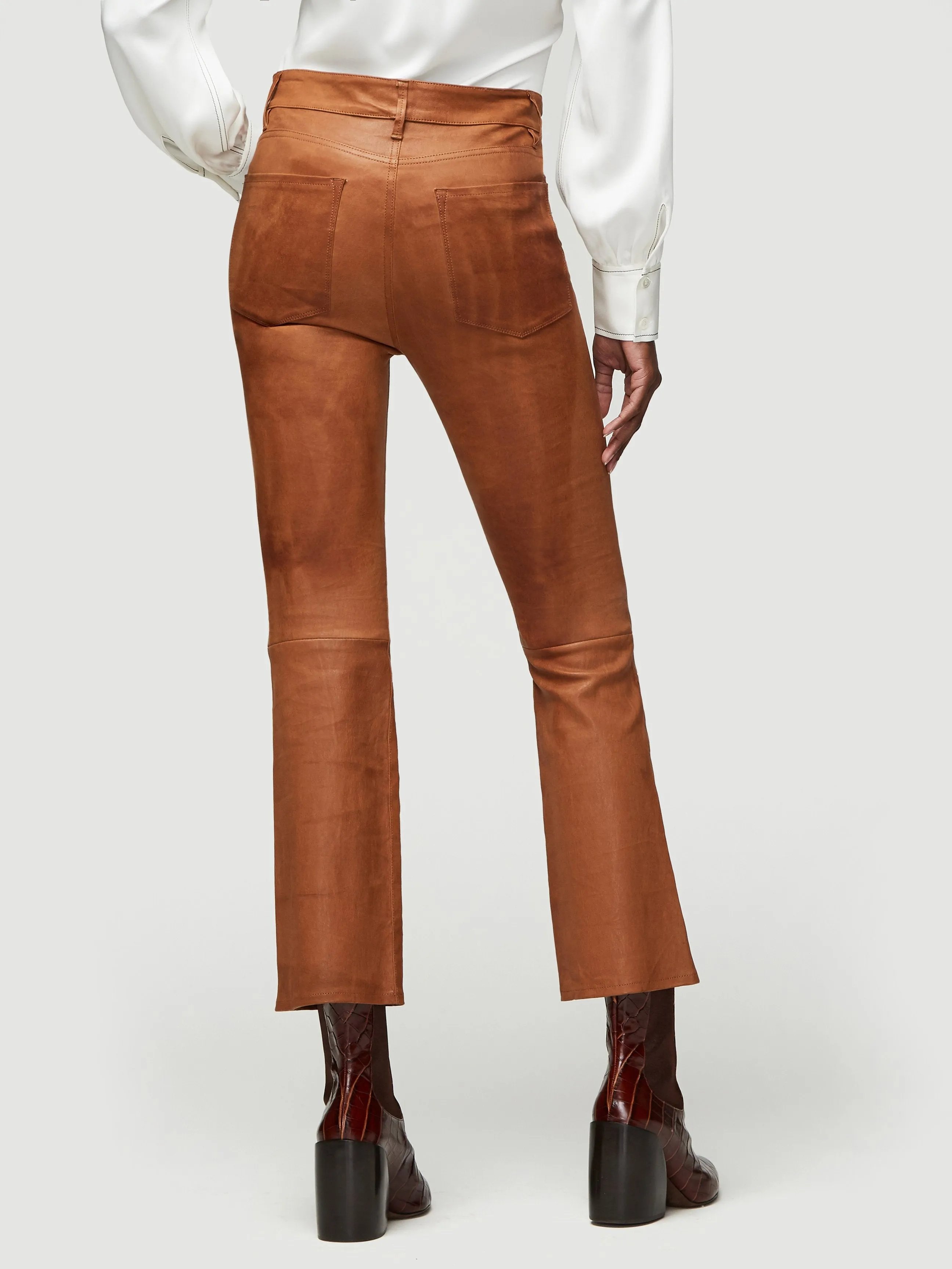 Le Cropped Leather Mini Boot -- Tobacco