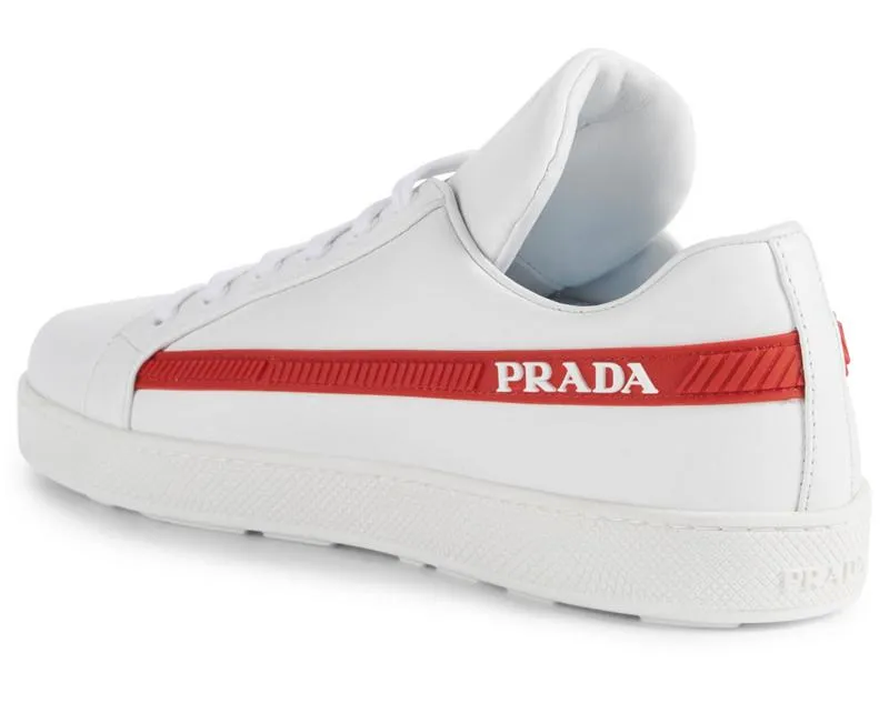 Leather Sneakers with Logo Stripe