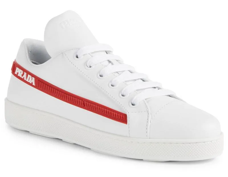 Leather Sneakers with Logo Stripe