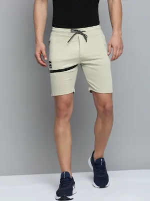 Men Beige Solid Sports Shorts