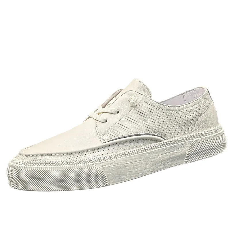 Men Leather Casual Fashion White Sneakers