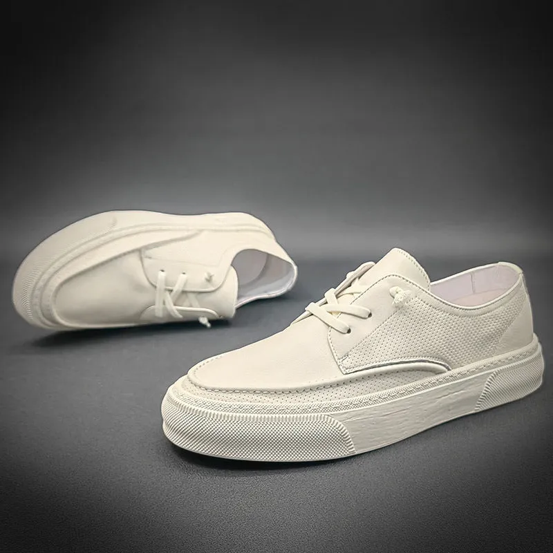 Men Leather Casual Fashion White Sneakers