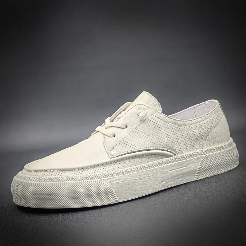 Men Leather Casual Fashion White Sneakers