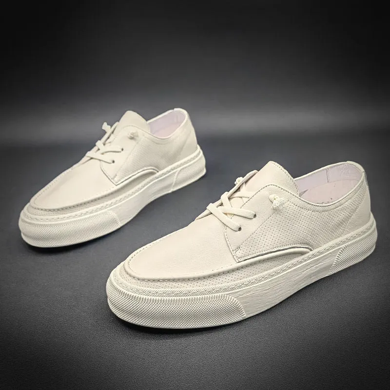 Men Leather Casual Fashion White Sneakers