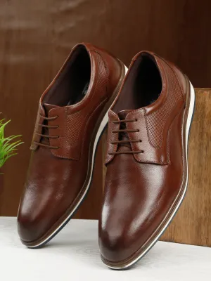 Men's Tan Semi-Formal Lace-Up Leather Shoes