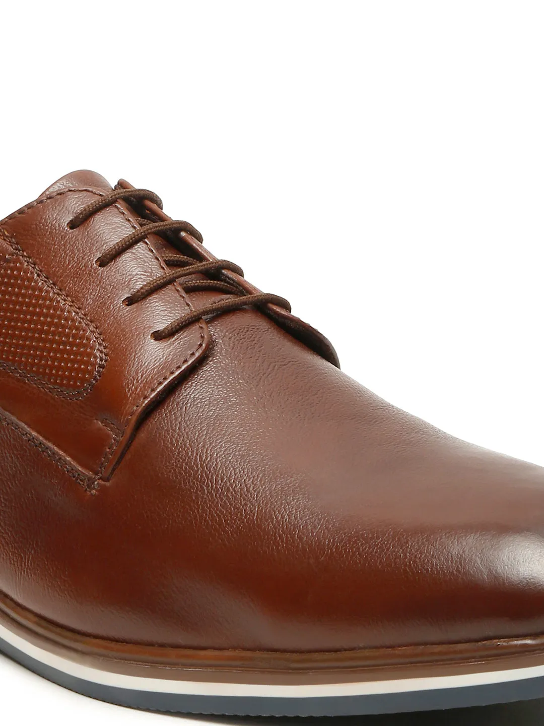 Men's Tan Semi-Formal Lace-Up Leather Shoes