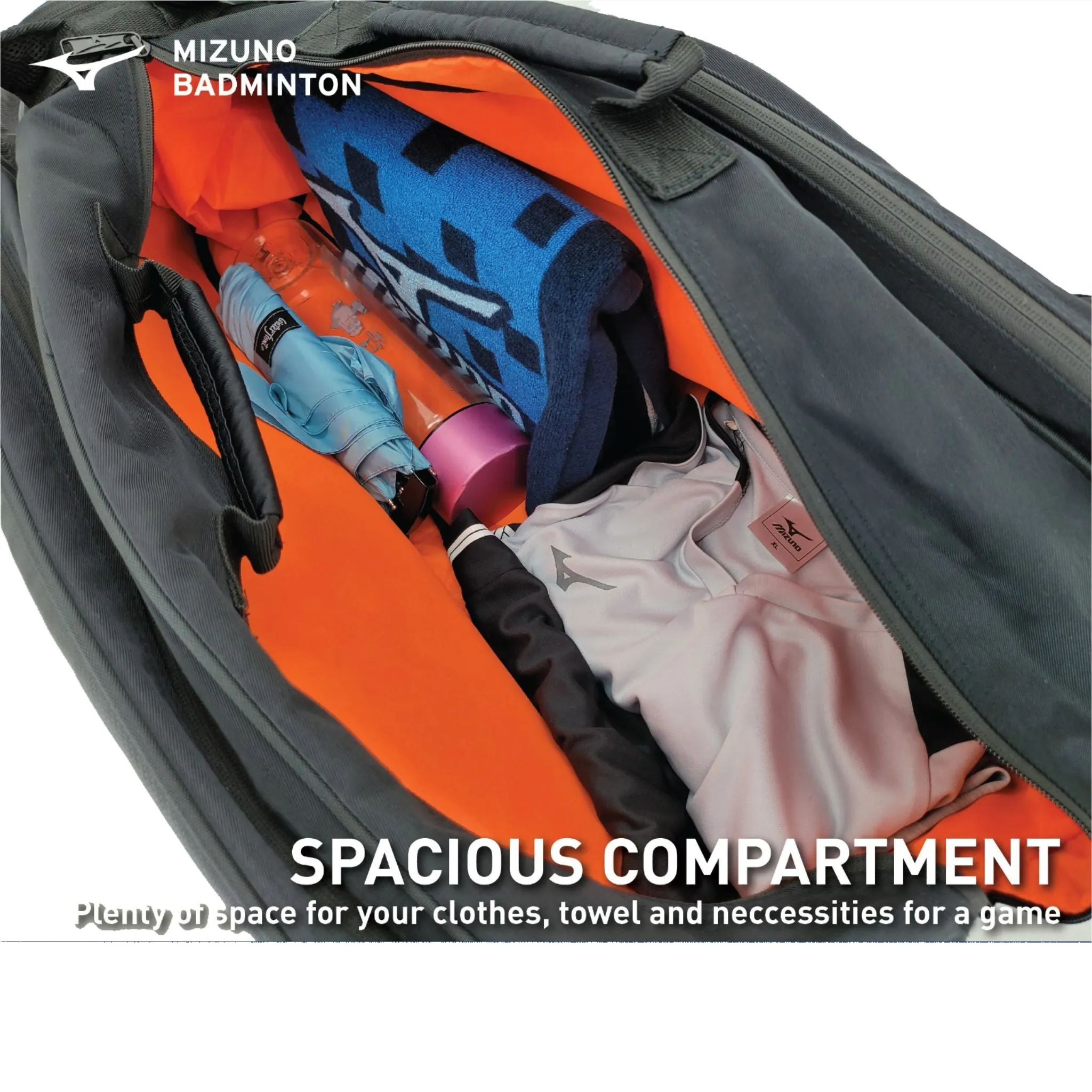 Mizuno Badminton Racket Bag - Black Series 1.2 3 Comp KitBag