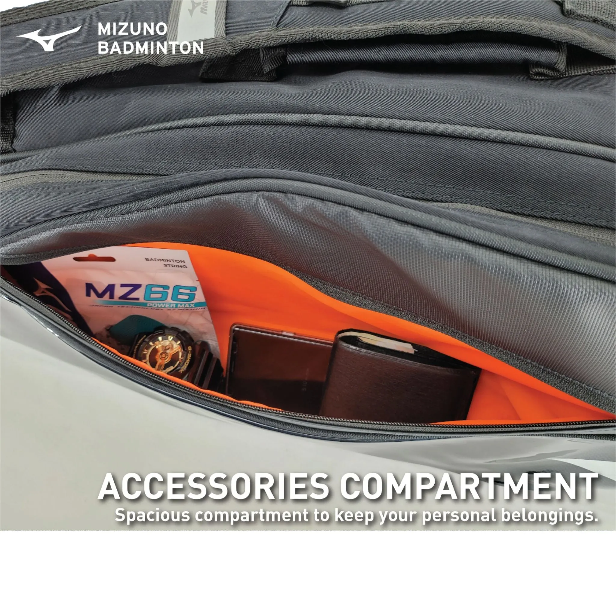 Mizuno Badminton Racket Bag - Black Series 1.2 3 Comp KitBag