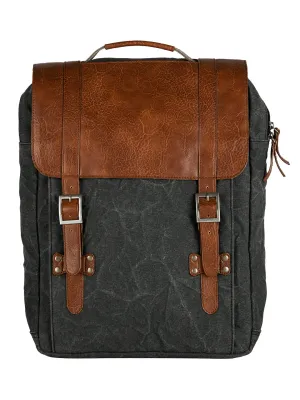 Mona B upcycled canvas back pack for office | school and college with upto 14” laptop/ Mac Book/ tablet: Flap