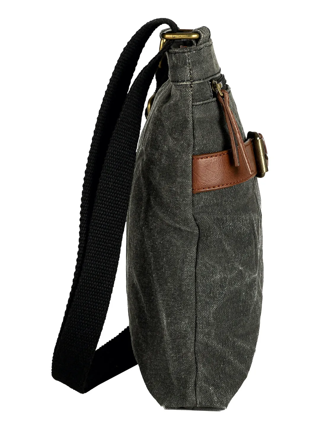 Mona B Upcycled Canvas Messenger Crossbody Bag with Stylish Design for Men and Women: Flap