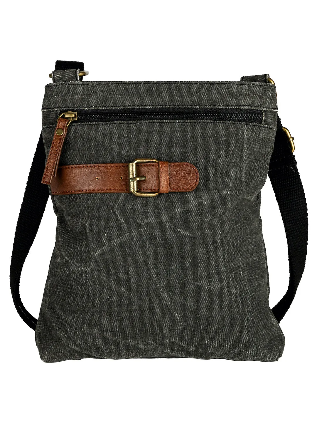 Mona B Upcycled Canvas Messenger Crossbody Bag with Stylish Design for Men and Women: Flap